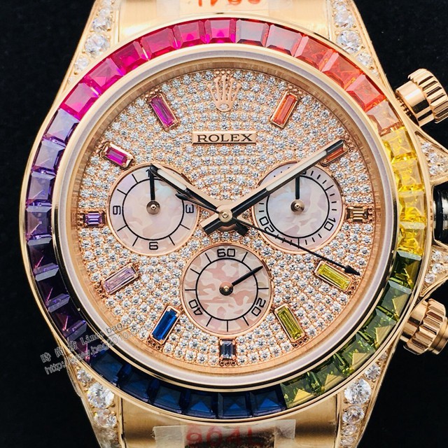 勞力士男士手錶 Rolex宇宙計型彩虹迪通拿腕表 密鑲鑽石字面  gjs2289